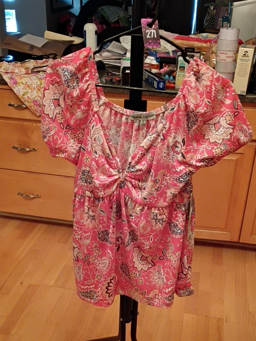 Absolutely Famous Pink Paisley Flutter Sleeve Blouse